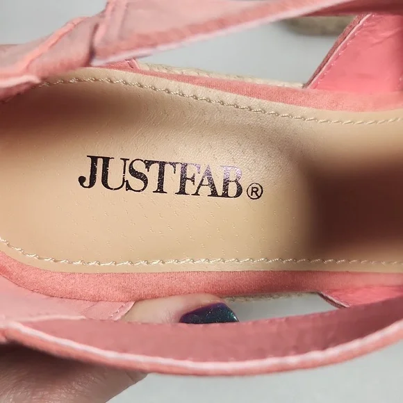 Coral Wedge Sandals Just Fab "Karsey" New In Box size 8 Rope Heel - Picture 9 of 15